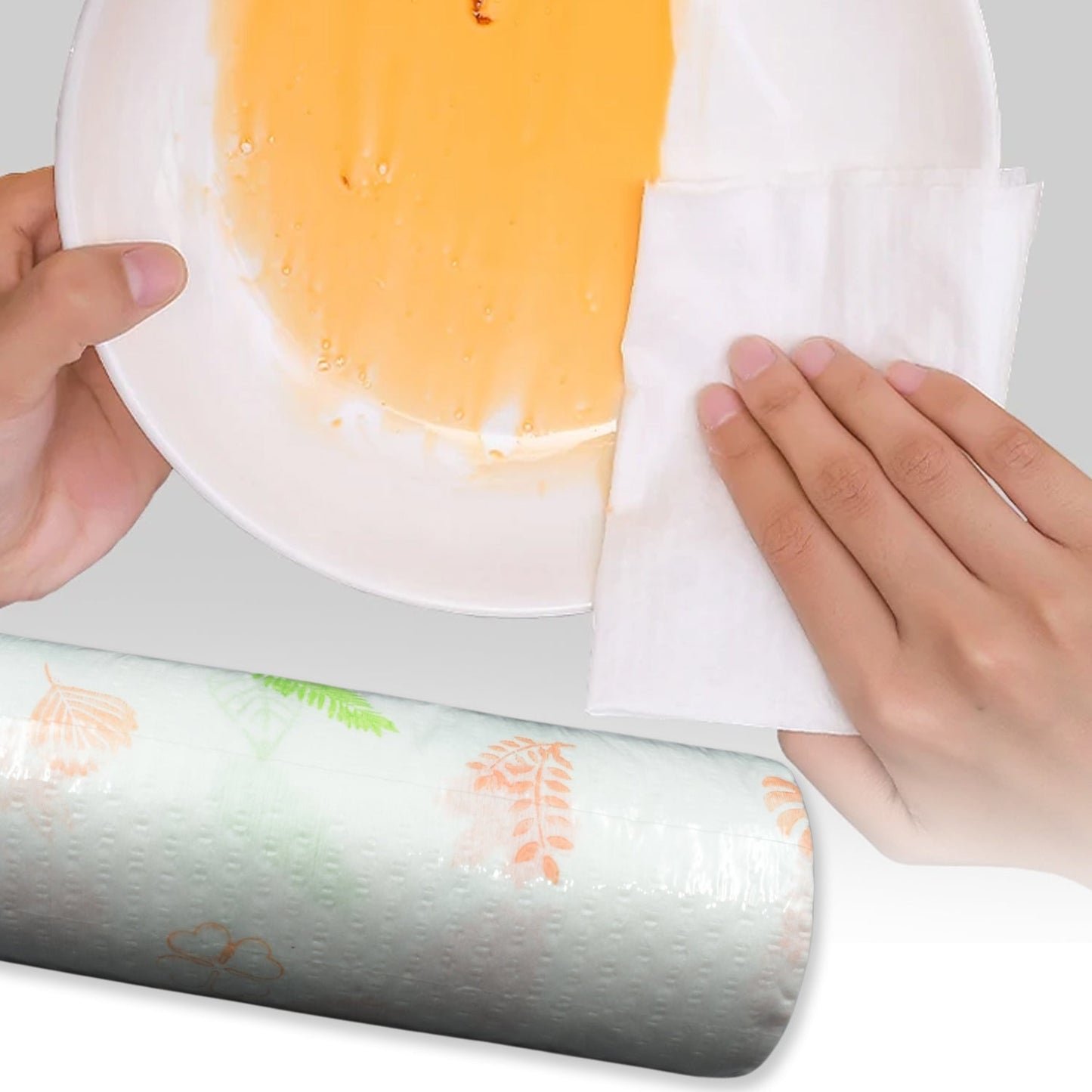 Non Woven Reusable and Washable Kitchen Printed Tissue Roll Non - stick Oil Absorbing Paper Roll Kitchen Special Paper Towel Wipe Paper Dish Cloth Cleaning Cloth 40 sheets / Pulls - infinityexculsivestore.com