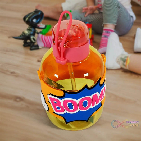 Cute Plastic Water Bottle with adjustable shoulder strap, Straw and Rubber Grip potable drinking cup Water Bottle For Kids | Water Bottle | Return Gift For Kids, Adults | School Water Bottle (1 Pc / 750 ML) - infinityexculsivestore.com