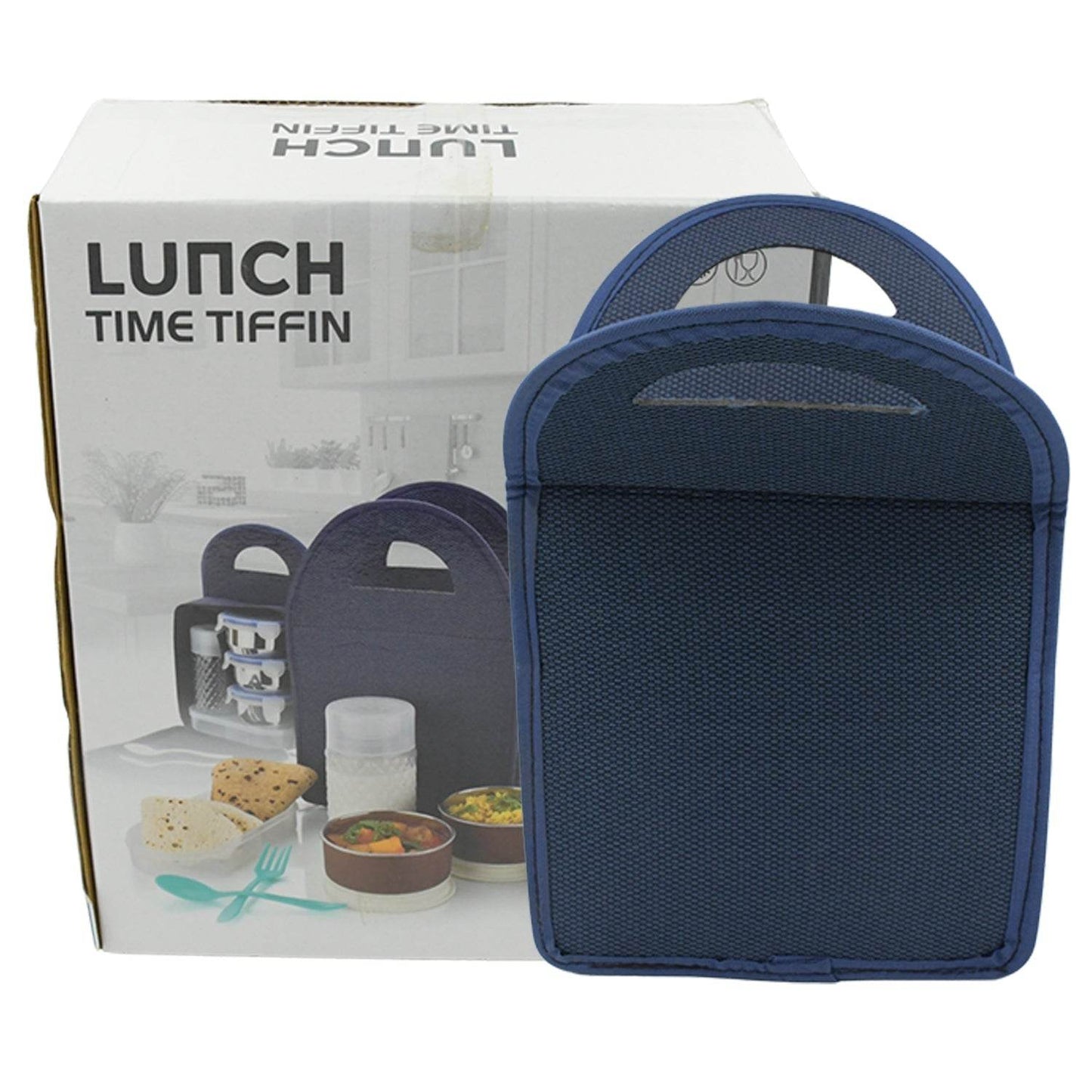 6In1 Tiffin Box-Lunch Box | 3 Stainless Steel Containers | Plastic lid Box | Spoon & Fork /Plastic Bottle | Insulated Fabric Bag | Leak Proof | Microwave Safe for Office, College and School for Men, Women (6 pcs) - infinityexculsivestore.com