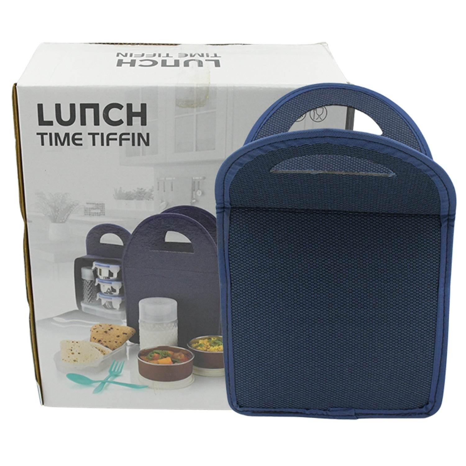 6In1 Tiffin Box-Lunch Box | 3 Stainless Steel Containers | Plastic lid Box | Spoon & Fork /Plastic Bottle | Insulated Fabric Bag | Leak Proof | Microwave Safe for Office, College and School for Men, Women (6 pcs) - infinityexculsivestore.com