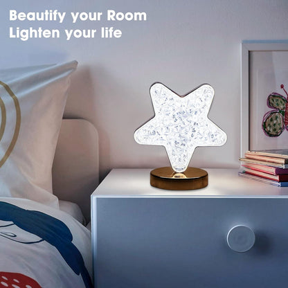 Star Shape Crystal Diamond Lamp Cordless Luxury Lamp with USB Rechargeable, 3 - Way Dimmable & Touch Control Decorative Nightstand Lamp for Bedroom, Living Room, Party, Restaurant Decor (1 Pc ) - infinityexculsivestore.com